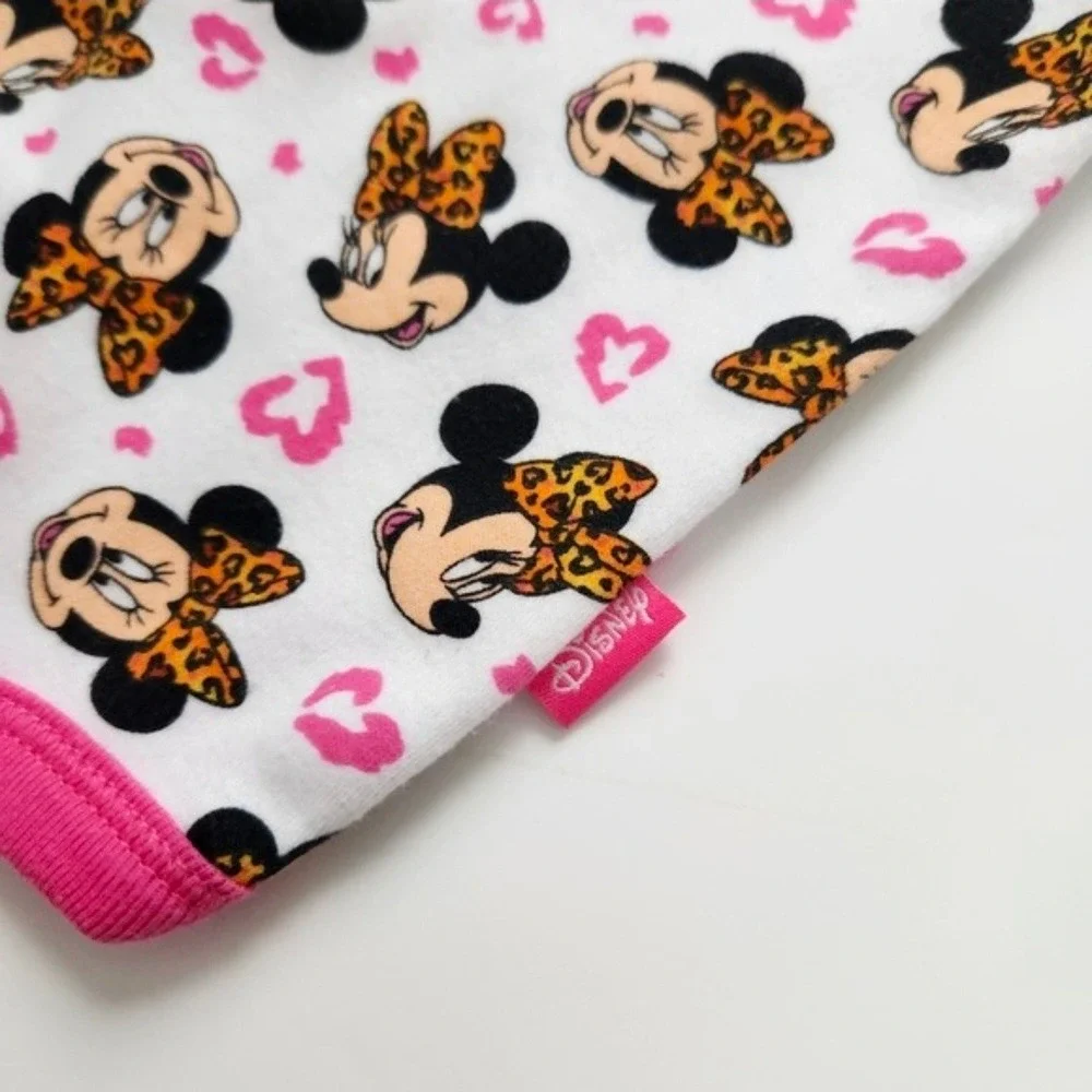 Disney Baby Minnie Mouse 4pc Set Bodysuits Pants 6-9M‎ Red Leopard NWT & EUC